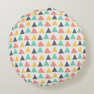 Happy Snail on Triangles Round Cushion