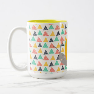 Happy Snail on Triangles Two-Tone Coffee Mug