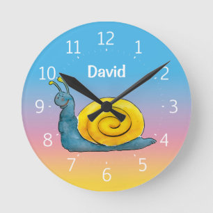 Happy Snail Round Clock