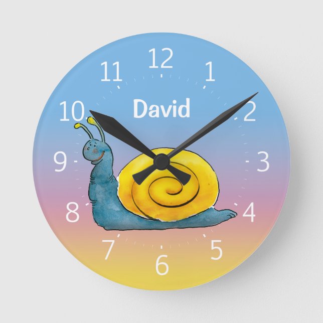 Happy Snail Round Clock (Front)