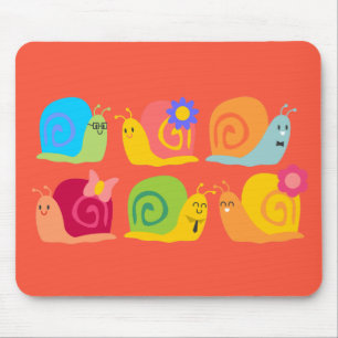 Happy snails cute snails mouse mat
