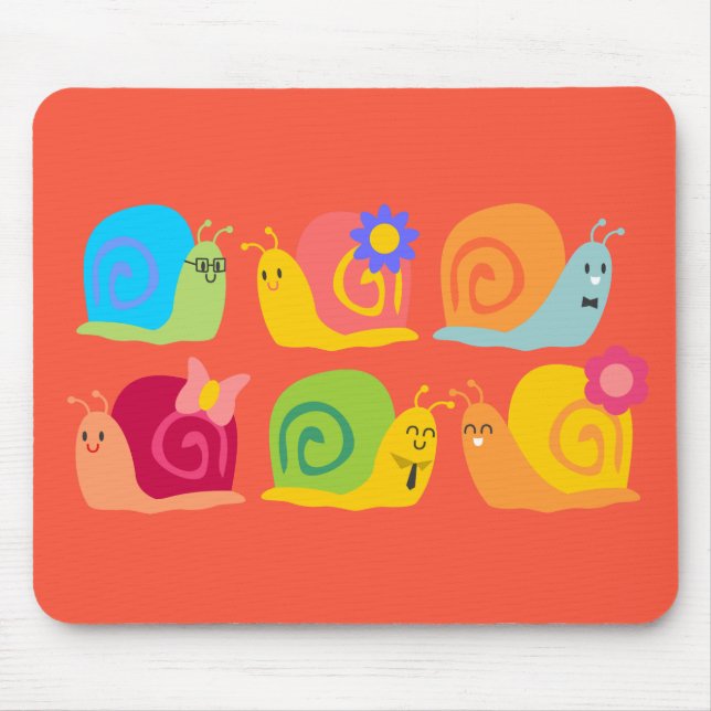 Happy snails cute snails mouse mat (Front)
