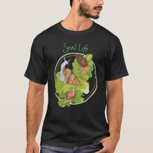 Happy Snails on Leafs 'Snail Life' T-Shirt
