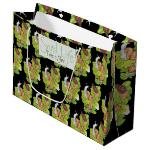 Happy Snails on Lettuce Leaf Art Large Gift Bag
