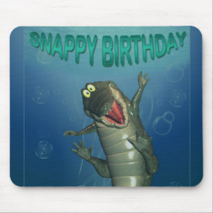 Happy Snappy Birthday crocodile mousepad mouse