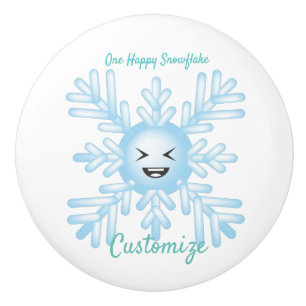 Happy Snowflake Emoticon Thunder_Cove Ceramic Knob