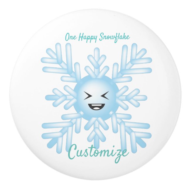 Happy Snowflake Emoticon Thunder_Cove Ceramic Knob (Front)