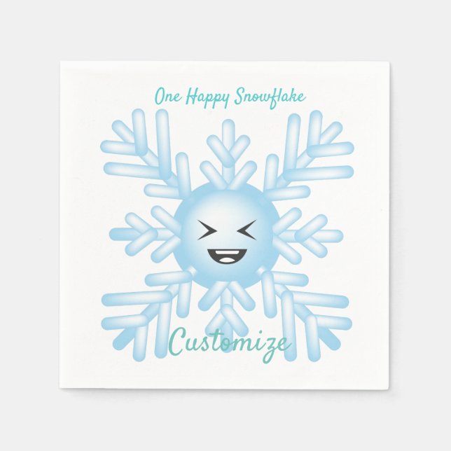 Happy Snowflake Emoticon Thunder_Cove Napkin (Front)