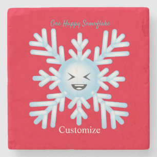 Happy Snowflake Emoticon Thunder_Cove  Stone Coaster