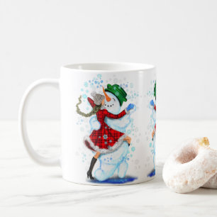 Happy Snowman and Girl Dance Tango Christmas Coffee Mug