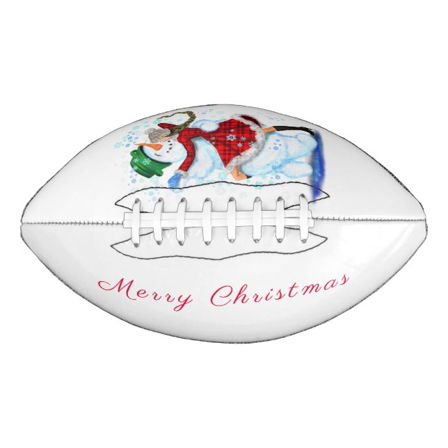 Happy Snowman and Girl Dance Tango Christmas Party American Football (Front)
