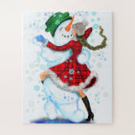 Happy Snowman and Girl Dance Tango Christmas Party Jigsaw Puzzle<br><div class="desc">Happy Snowman and Girl Dance Tango Christmas Party Fun Cartoon Drawing - Choose / Add Your Unique Text / Name / Colour - Make Your Special Gift - Resize and move or remove and add elements / text with customisation tool ! Drawing and Design by MIGNED. Please see my other...</div>