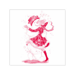 Happy Snowman and Girl Dance Tango Christmas Party Self-inking Stamp
