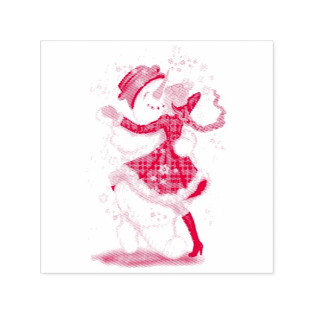 Happy Snowman and Girl Dance Tango Christmas Party Self-inking Stamp (Design)