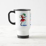 Happy Snowman and Girl Dance Tango Christmas Party Travel Mug<br><div class="desc">Happy Snowman and Girl Dance Tango Christmas Party Fun Cartoon Drawing - Choose / Add Your Unique Text / Name / Colour - Make Your Special Gift - Resize and move or remove and add elements / text with customisation tool ! Drawing and Design by MIGNED. Please see my other...</div>