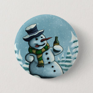 happy snowman button