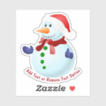 Happy Snowman Christmas<br><div class="desc">* Illustration of a cute, smiling snowman, wearing Santa hat and mittens. * Several size options and choose matte glossy or transparent! * Add your text, family name, event, year or short message, or remove text option. * Use for decorating your laptop or sports bottles, scrap booking, DIY or crafting...</div>