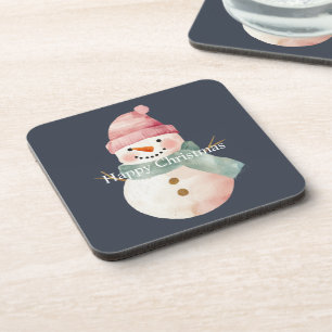 Happy Snowman Christmas Coaster
