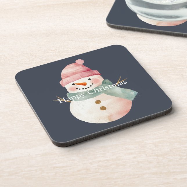 Happy Snowman Christmas Coaster (Left Side)