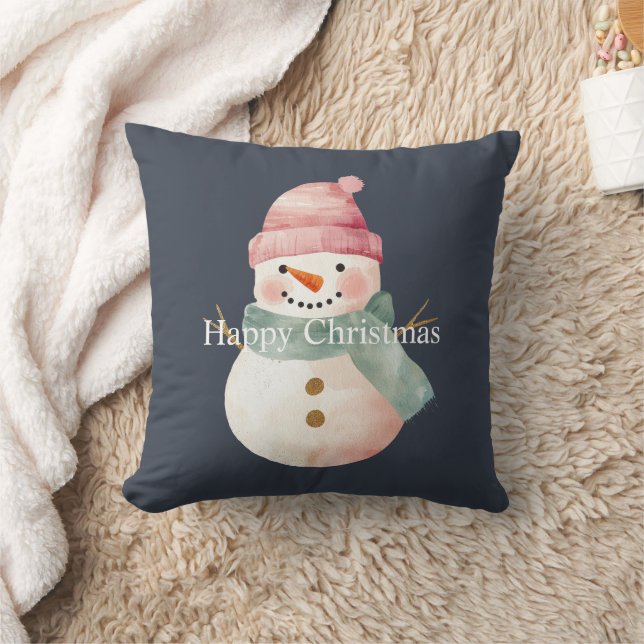 Happy Snowman Christmas Cushion (Blanket)