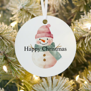 Happy Snowman Christmas Metal Tree Decoration