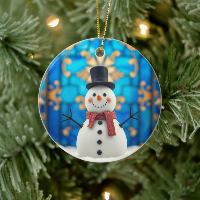 Happy Snowman Christmas Ornament  (Tree)
