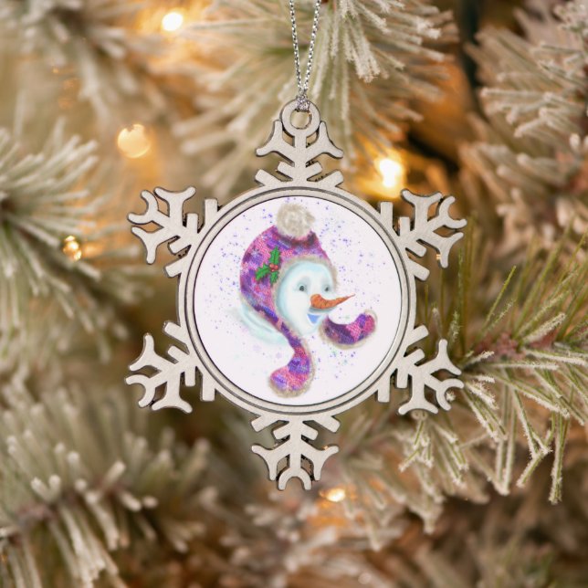 Happy Snowman Christmas Ornament (Tree)