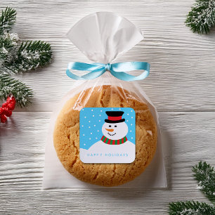 Happy Snowman Christmas Square Sticker