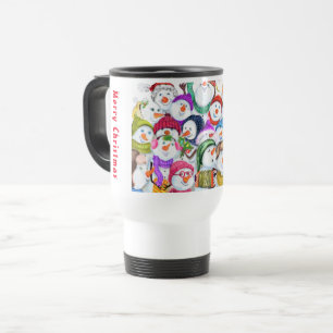 Happy Snowman Christmas Travel Mug