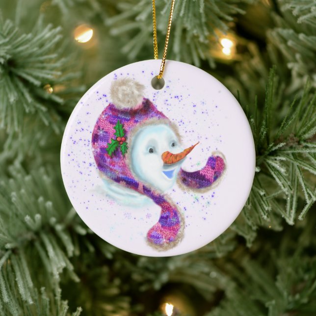 Happy Snowman Christmas Tree Ornament (Tree)