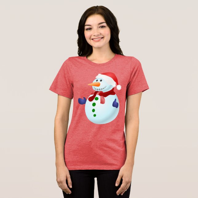 Happy Snowman Christmas Tri-Blend Shirt (Front Full)
