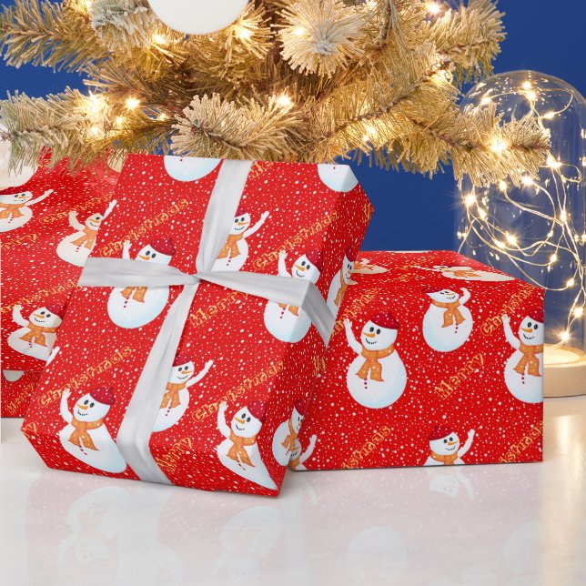 Happy Snowman Christmas Wrapping Paper (Holidays)