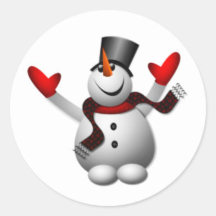 Happy Snowman Classic Round Sticker
