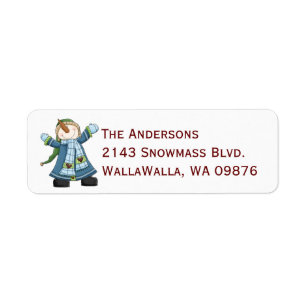Happy Snowman Custom Holiday Address Label