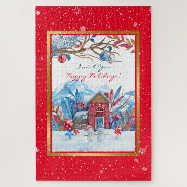 Happy Snowman Customise Jigsaw Puzzle (Vertical)