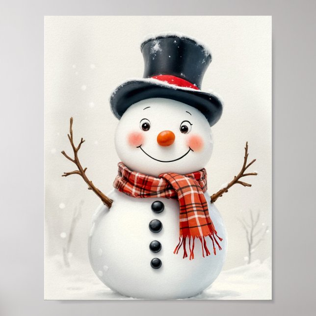 Happy Snowman Digital Poster (Front)