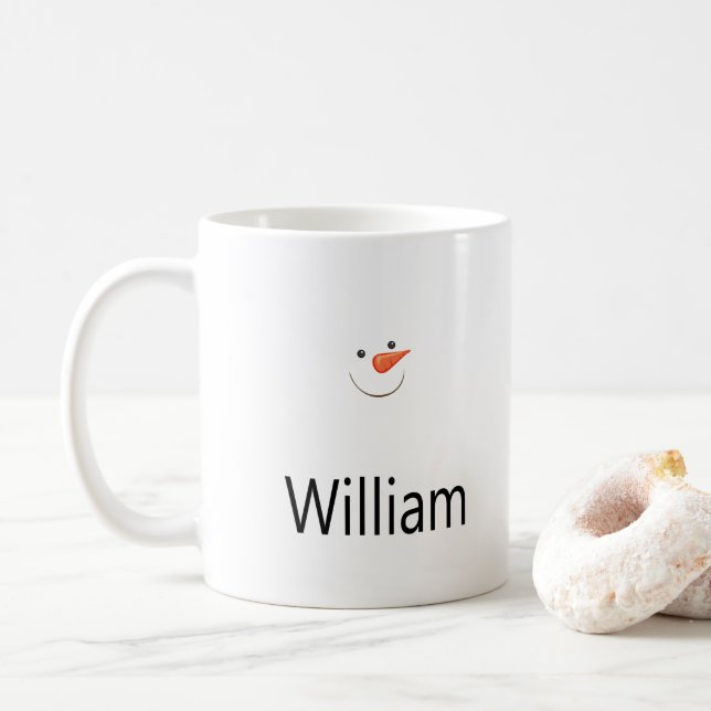 Happy Snowman Face Coffee Mug (With Donut)