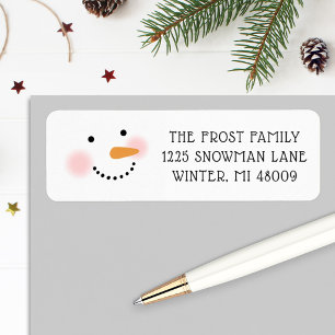 Happy Snowman Face Holiday Return Address