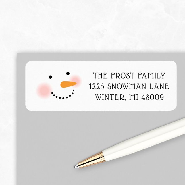 Happy Snowman Face Holiday Return Address (Creator Uploaded)