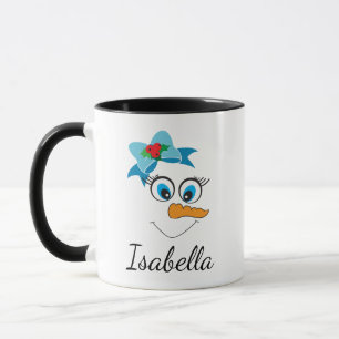 Happy Snowman Face Personalised Name Christmas Mug
