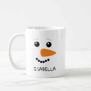 Happy Snowman Face Personalised Name  Coffee Mug