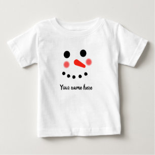 Happy Snowman Face Personalised Name T-Shirt