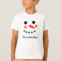 Happy Snowman Face Personalised Name T-Shirt