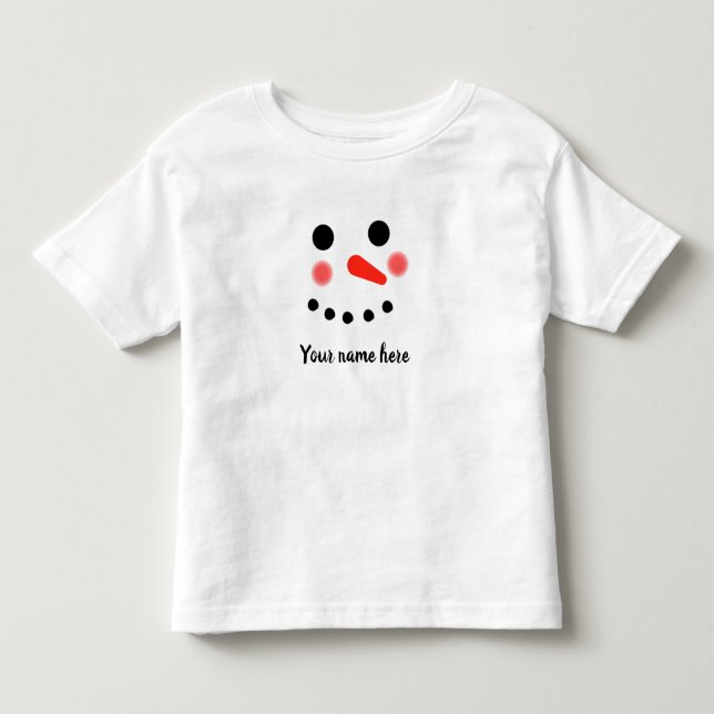 Happy Snowman Face Personalised Name T-Shirt (Front)