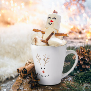 Happy Snowman Face Personalised Text Latte Mug