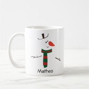 Happy Snowman Face Personalized Name Holiday Coffee Mug