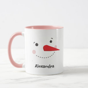 Happy Snowman Face Personalized Name Holiday Mug