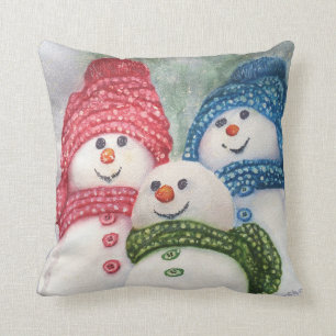 HAPPY SNOWMAN FAMILY CUSHION