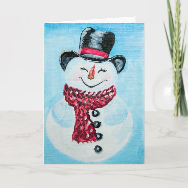 Happy Snowman Greeting Card (Front)