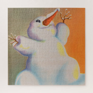 happy snowman greets the morning jigsaw puzzle